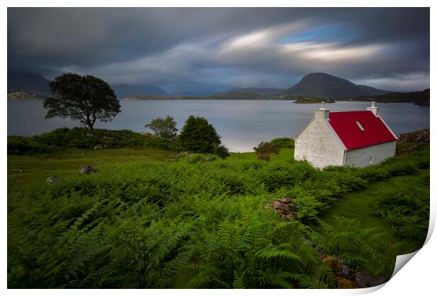 Applecross Red Roofed Cottage Scotland Print by Derek Beattie