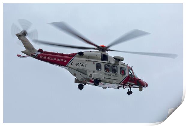 Coastguard Rescue Helicopter Print by Derek Beattie
