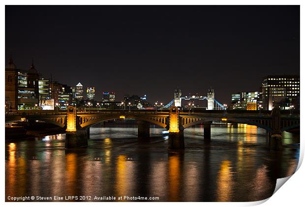 London Bridges at Night Print by Steven Else ARPS