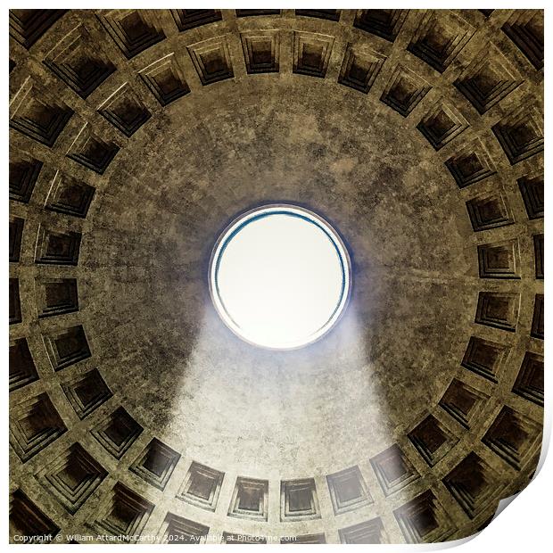 Ethereal Pantheon Oculus: Abstract God's Rays Print by William AttardMcCarthy