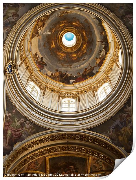 Mdina Cathedral Dome Print by William AttardMcCarthy