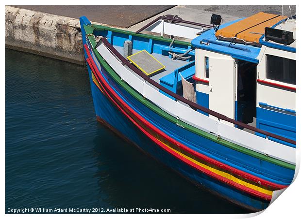 Malta Fishing Boat Print by William AttardMcCarthy