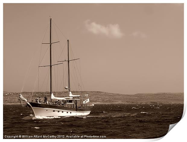 Yachting in the Med Print by William AttardMcCarthy