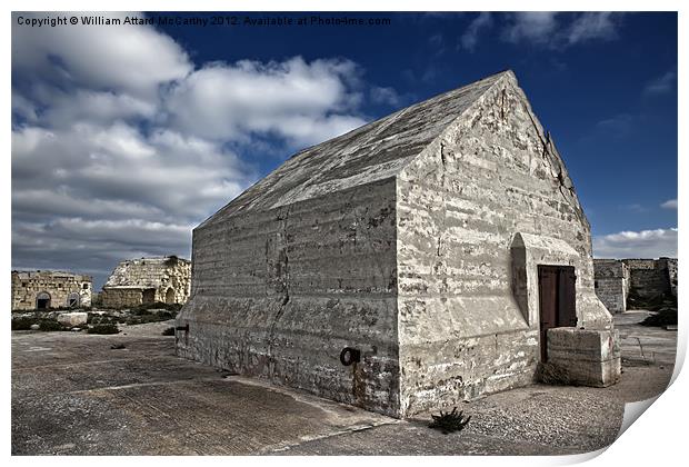 Concrete Bunker at Fort Ricasoli Print by William AttardMcCarthy