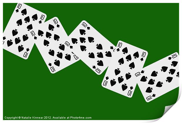 Playing Cards, Ten of Spades on Green Background Print by Natalie Kinnear