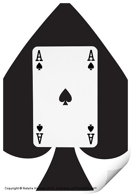 Playing Cards, Ace of Spades on White Print by Natalie Kinnear