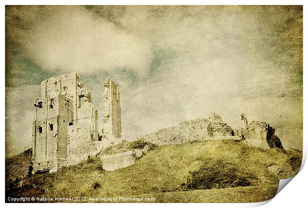 Corfe Castle Vintage Effect Print by Natalie Kinnear