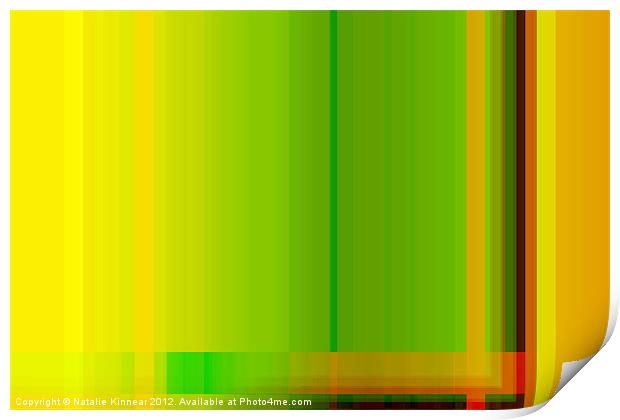 Lime Green Yellow Orange Lines Abstract Print by Natalie Kinnear