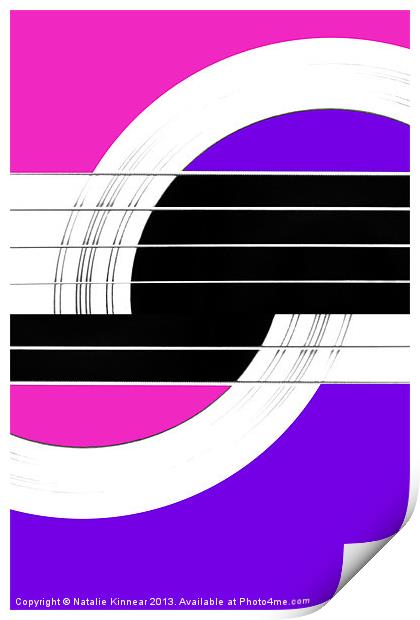 Geometric Guitar Abstract II in Pink and Purple Print by Natalie Kinnear