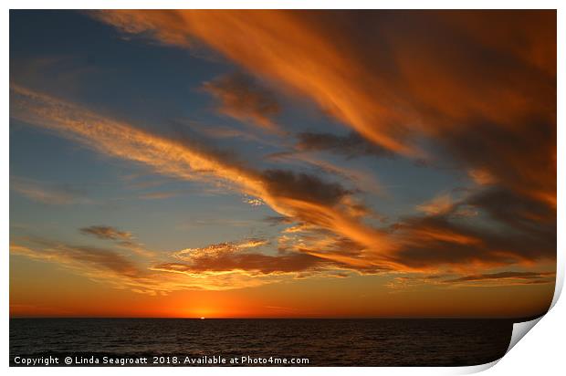 Sunset at El Golfo in Lanzarote Print by Linda Seagroatt