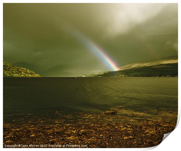 Rainbow on Loch Fyne, Scotland Print by Jane McIlroy