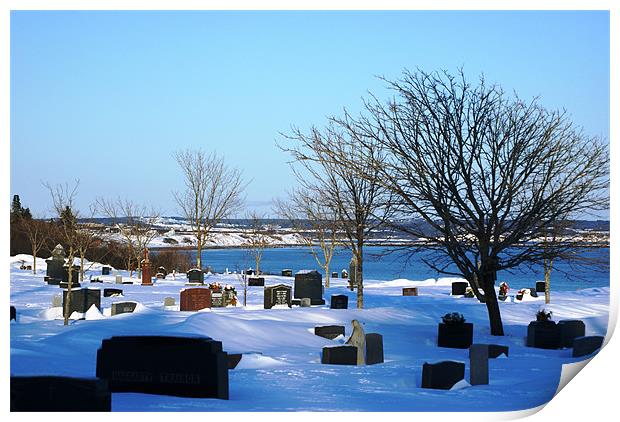 Graveyard With A View Print by Faith Comeau
