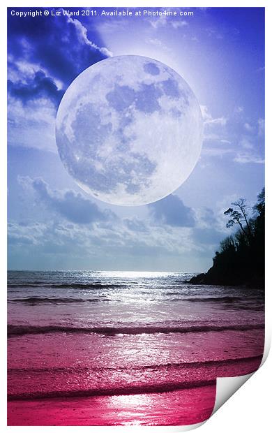 Crimson Moonlight Print by Liz Ward