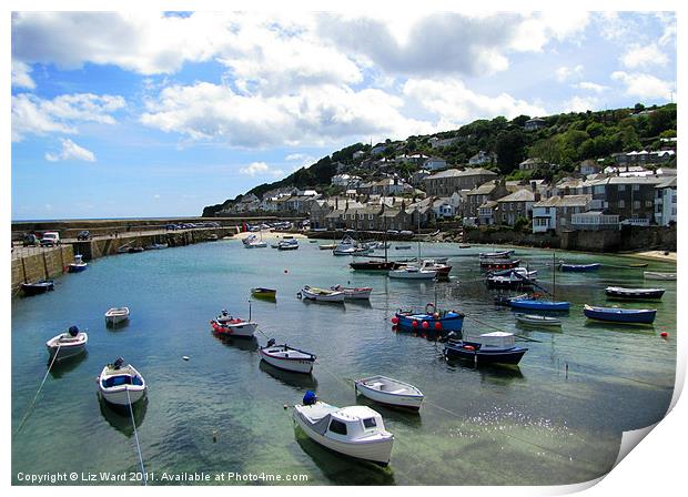 Pretty Mousehole on a sunny day Print by Liz Ward