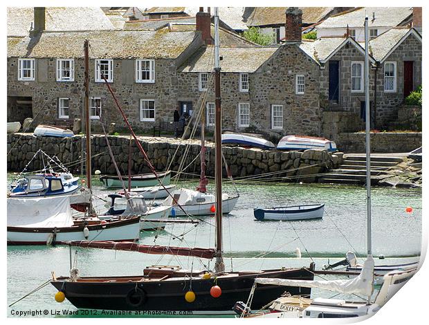 Mousehole Cosy Harbour Print by Liz Ward