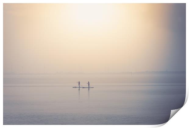 Paddle boarder at West Mersea Print by Mark Harrop