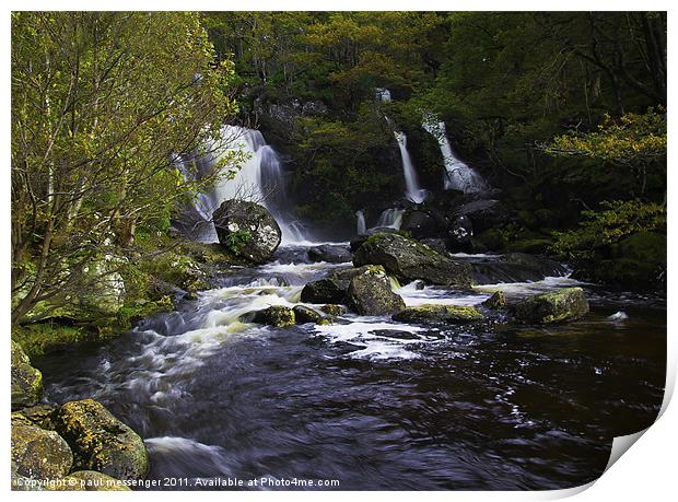 Water fall in Scotland Print by Paul Messenger