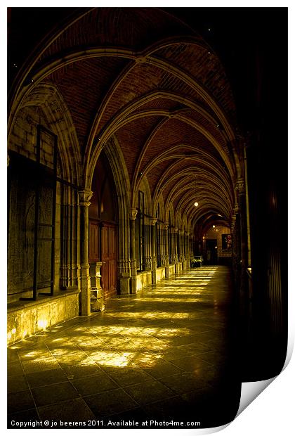 cathedrale cloister belgium Print by Jo Beerens