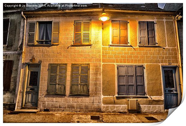 french houses at night Print by Jo Beerens
