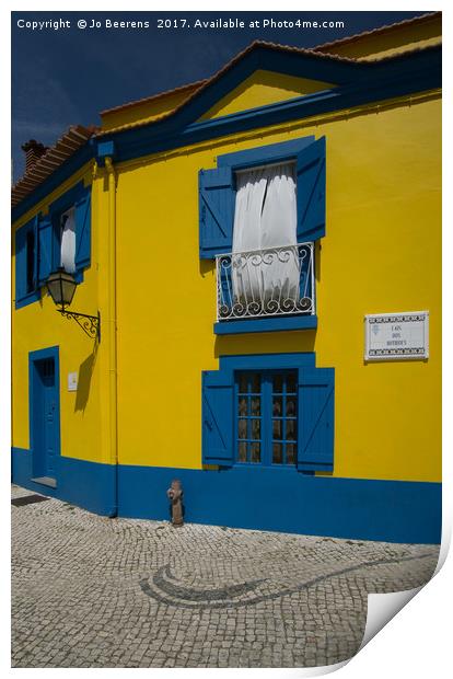 portuguese harbour house Print by Jo Beerens