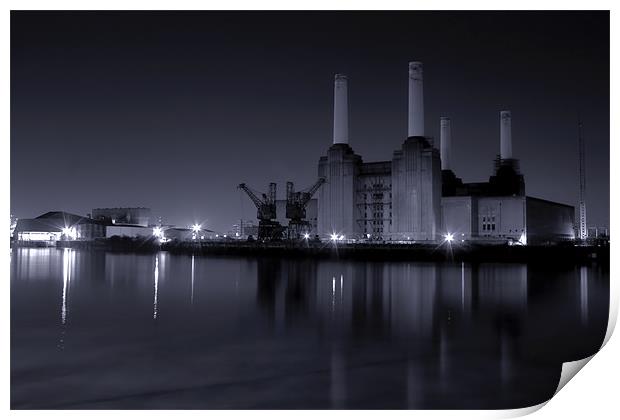 battersea Power Station black and white Print by Dean Messenger