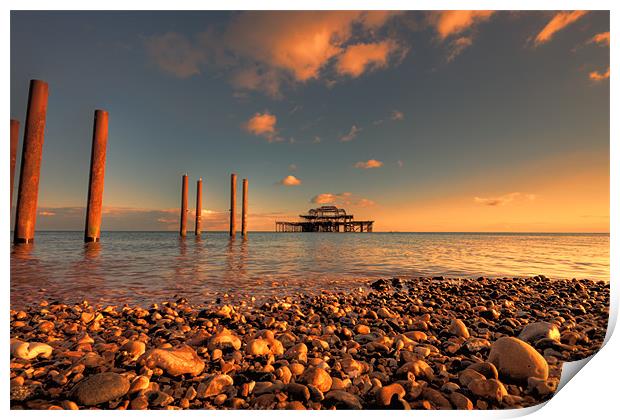 Brighton West Pier at Sunset Print by Dean Messenger
