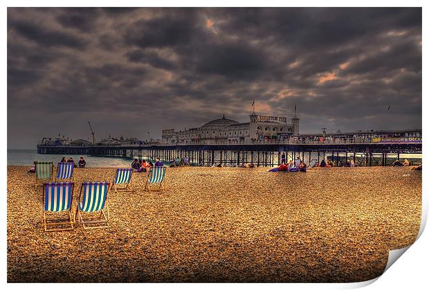 Brighton Beach deckchairs Print by Dean Messenger