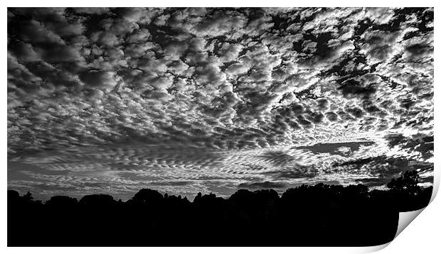 sunset and clouds black and white Print by Dean Messenger