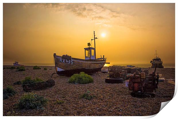 Dungeness boats Print by Dean Messenger