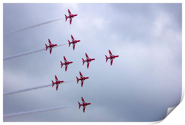 Red Arrows Lancaster Formation Print by Dean Messenger