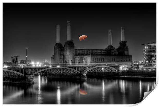 Battersea Power station and pig Print by Dean Messenger