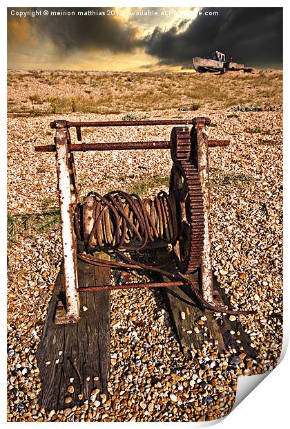 the rusty winch Print by meirion matthias