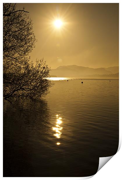 golden ullswater evening Print by meirion matthias