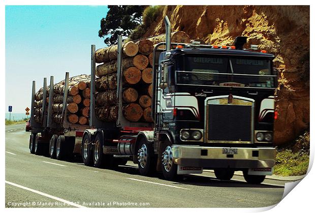 Logger Truck NZ Print by Mandy Rice