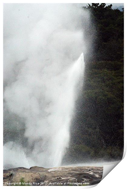 Geyser New Zealand Print by Mandy Rice