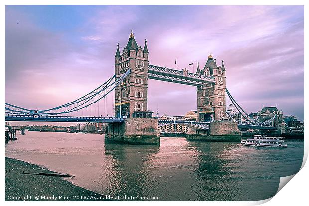 Tower Bridge, London Print by Mandy Rice