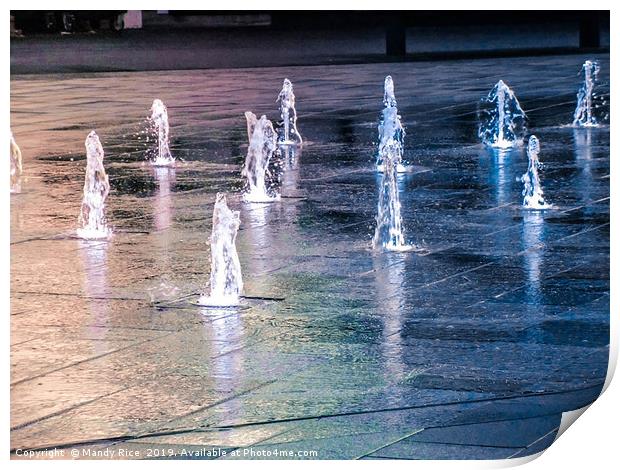 Water fountains Print by Mandy Rice
