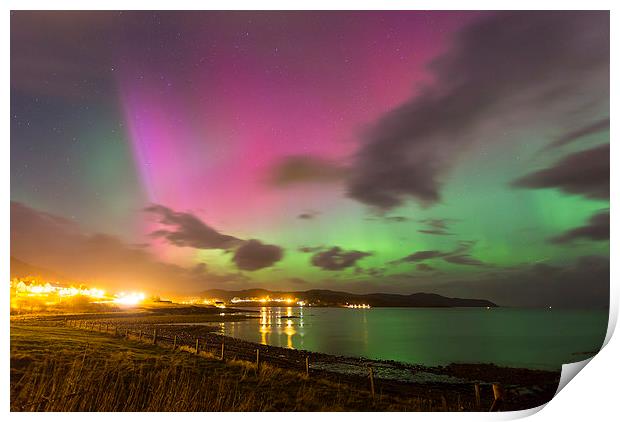 Northern Lights, Broadford, Skye Print by Richard Nicholls