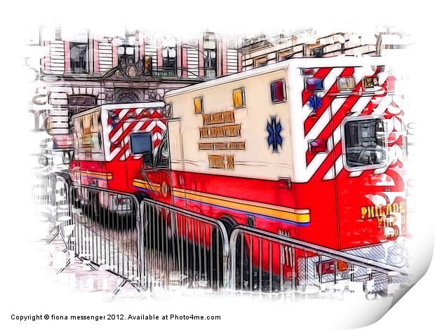 Philadelphia fire Trucks Print by Fiona Messenger