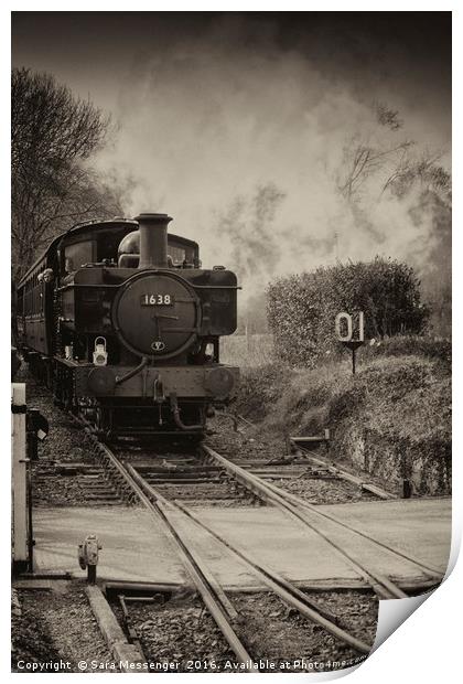 Kent and East Sussex Steam train in Sepia,  Print by Sara Messenger