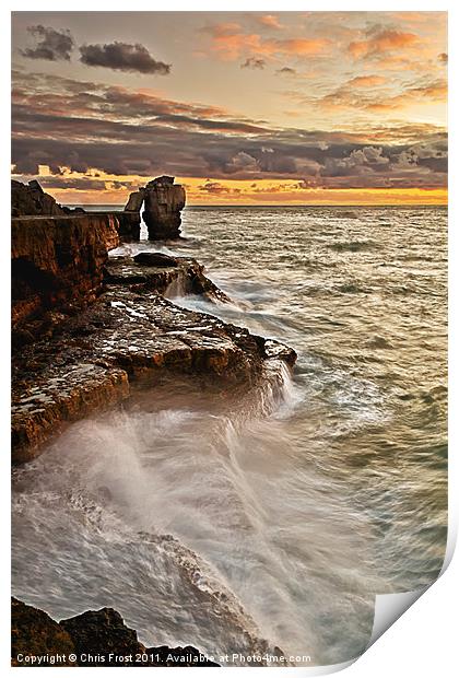 Sunset at the Rock Print by Chris Frost