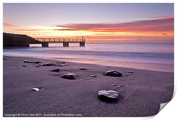 Stones at Bowleaze Print by Chris Frost