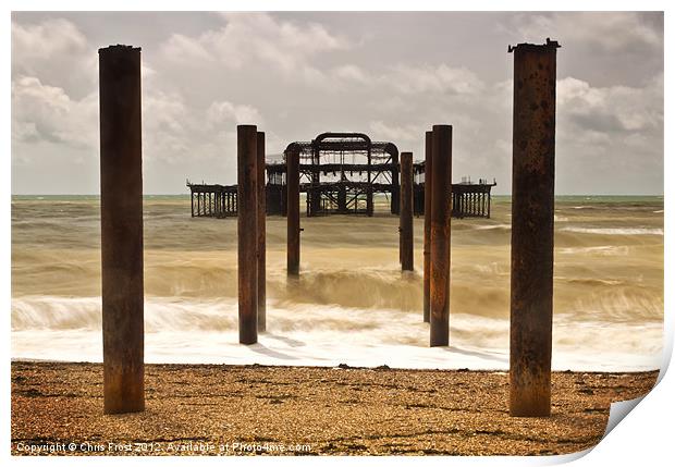 Brighton's West Pier Waves Print by Chris Frost