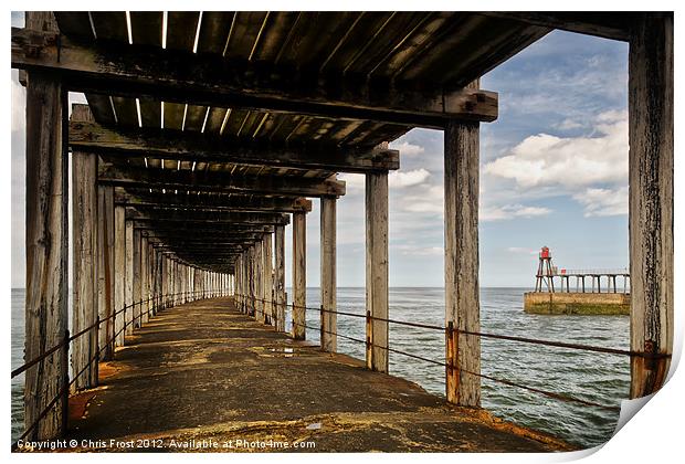 Underneath Whitby Pier Print by Chris Frost