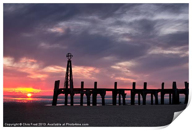 Ribbles Remnants at Lytham Print by Chris Frost