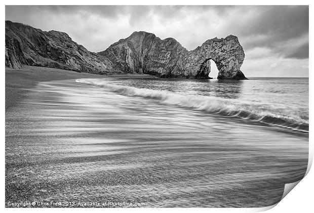 Waves at Durdle Door Print by Chris Frost
