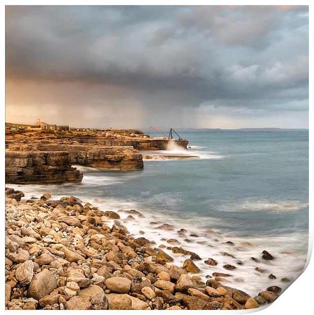 Sunset Storms at Portland Bill Print by Chris Frost