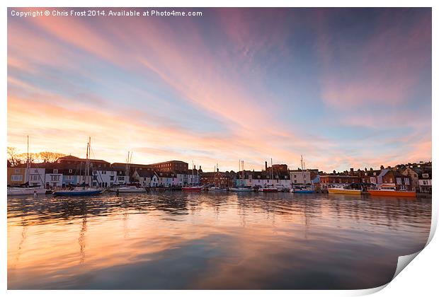  Weymouth Harbour Sunrise Print by Chris Frost