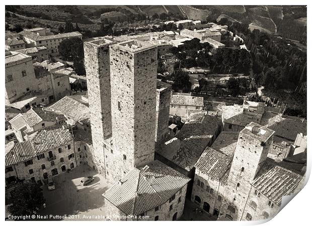 The Towers of San Gimignano Print by Neal P