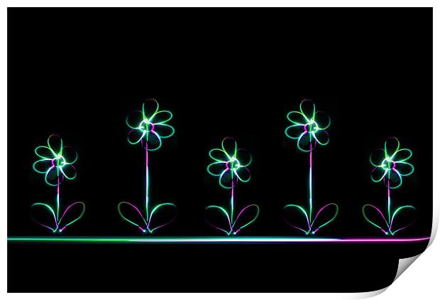 Neon Flowers Print by Rachael Hood